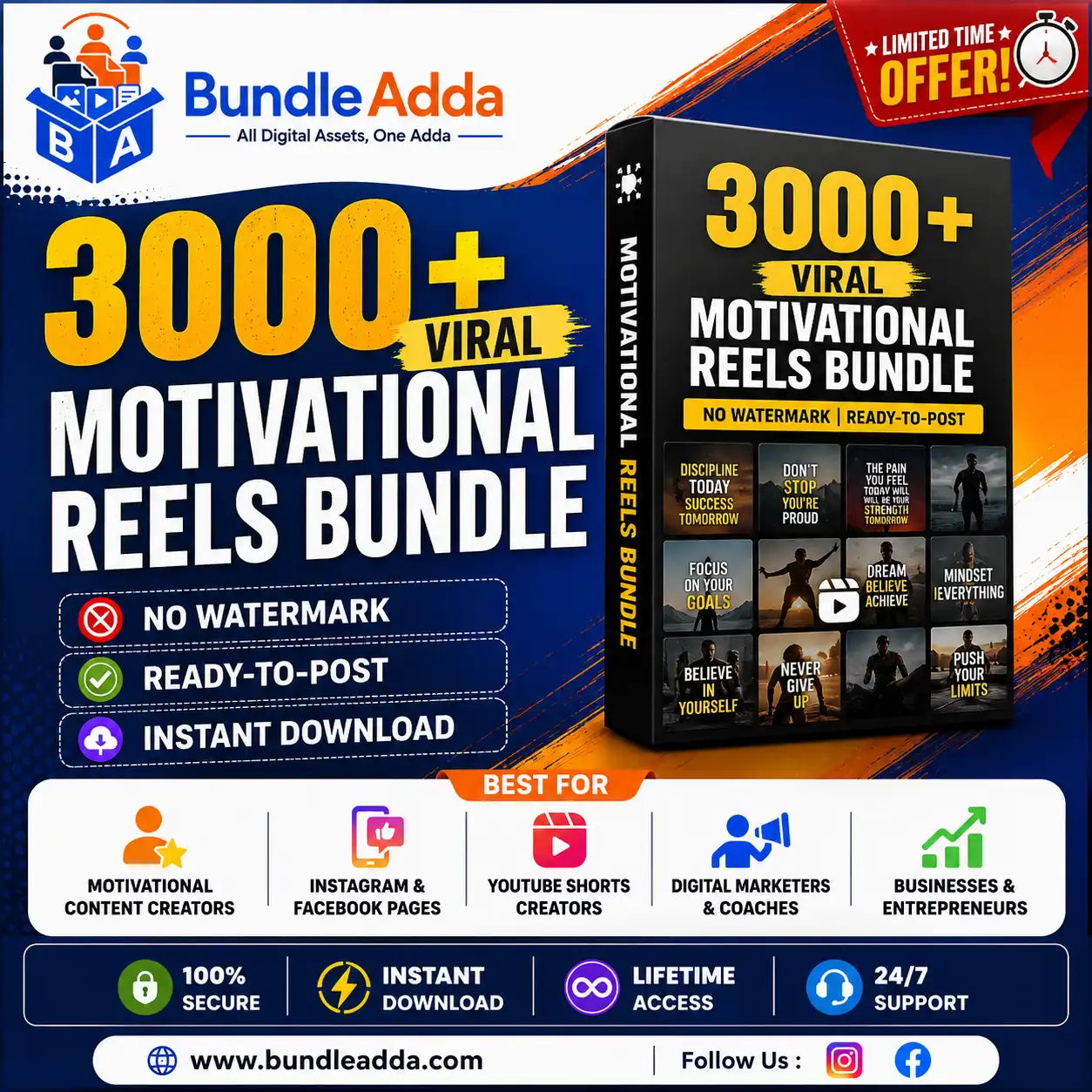 3000+ Viral Motivational Reels Bundle | No Watermark